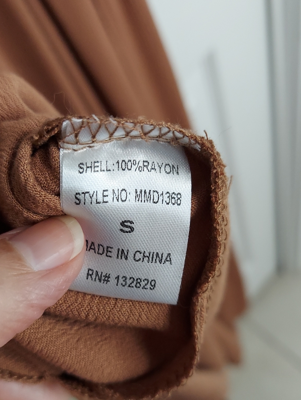 Miou Muse Dress, Size S, Brown Toffee, Gauze, Smocked Waist - Picture 15 of 17